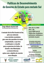 Palestra: “Políticas de Desenvolvimento do Governo do Estado para metade Sul”